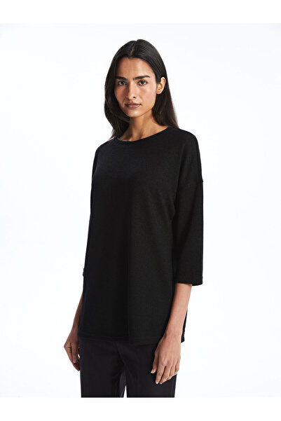 LC Waikiki Black Crew Neck Oversize Women's T-Shirt