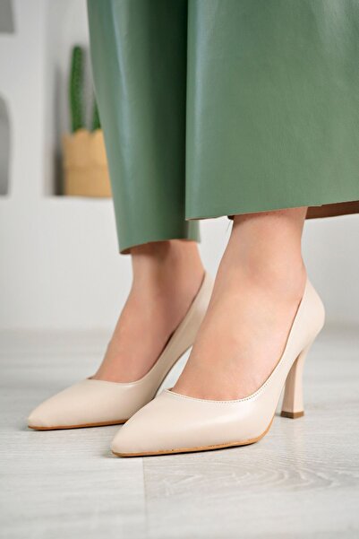 MARSHETTA Дамски обувки на висок ток с остър връх, бежови, Perla Model