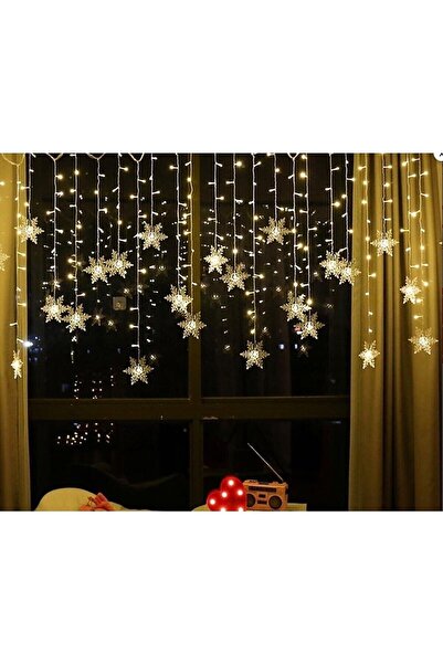 BYSHOME Kar Tanesi Perde Led Günışığı Renk 19 Sarkıt 96 Adet Led