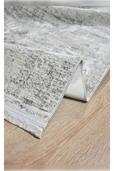 Apex Halı Riena 1161 Gri Yumuşak Dokulu Yıkanabilir İnce Kadife Dokuma Taban Saten Bambu Halı