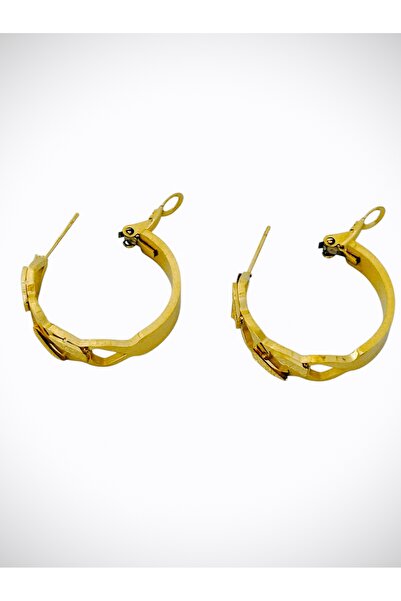 HADDE ÇELİK 316L GURMET DETAYLI GOLD HALKA KÜPE