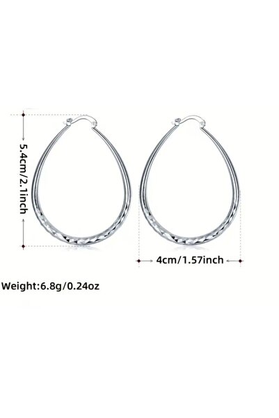 Dgt Luxury 925 Ayar Gümüş Kaplama Oval Küpe