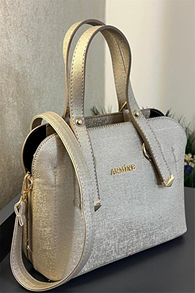 Armine Stylish Zippered Modern Shoulder Bag Gold