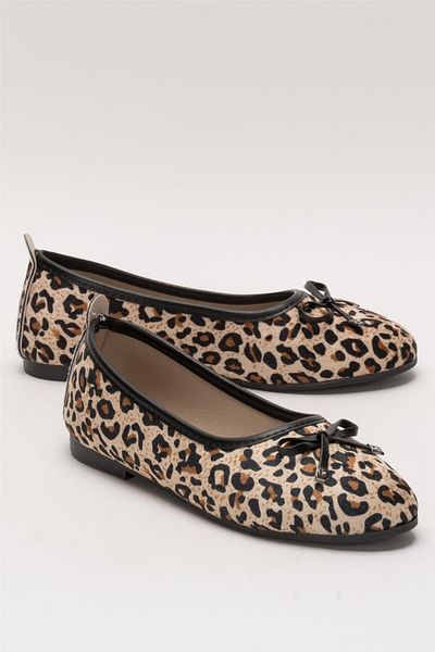 Liger Pantofi de balerină de zi cu zi, cu fundă, ușoare, eleganti, BEI / MARO