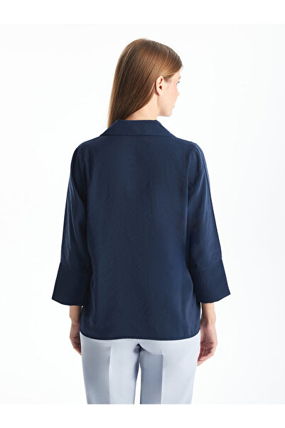 LC Waikiki Lcwaikiki Navy Blue Classic Straight Long Sleeve Women's Shirt