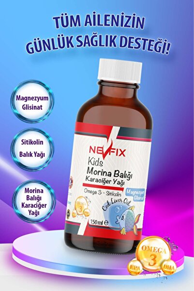 Nevfix Magnezyum Glisinat Omega 3 Cod Liver Oil 150 Ml Çinko Sitikolin Folik Asit Vitamin D3 Türkiyede İlk