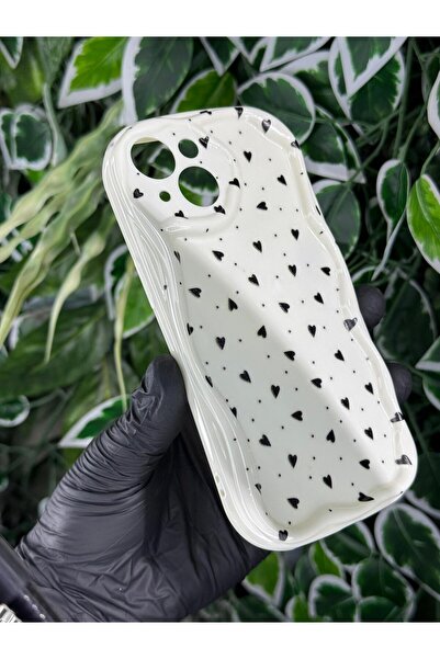 IPHONE 15 UYUMLU MİNİ KALP BASKILI DESENLİ SİLİKON KILIF