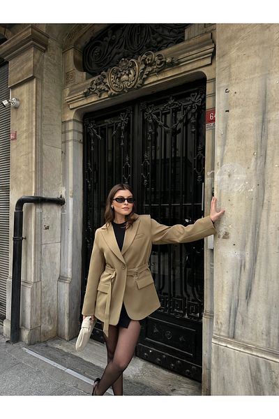 VOLT CLOTHİNG Gefütterte Blazerjacke für Damen mit Gürteldetail