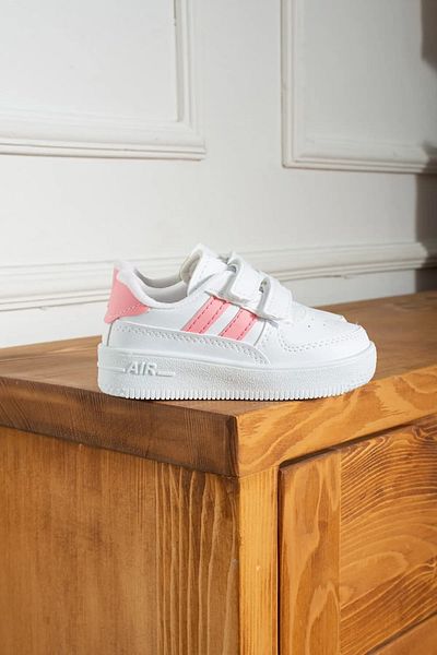 ARS Ayakkabı Casual Boys Girls White Sneakers Velcro Double Stripe Comfortable Lightweight Sneakers