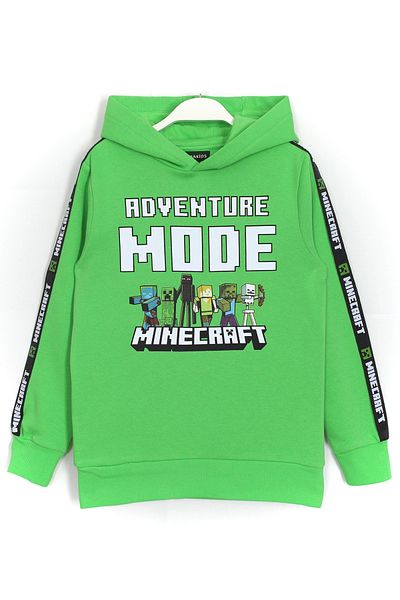 DobaKids Maycraft Adventure Mode Minecraft Printed Boys 2 Thread Winterhoodie Sweatshirt Green