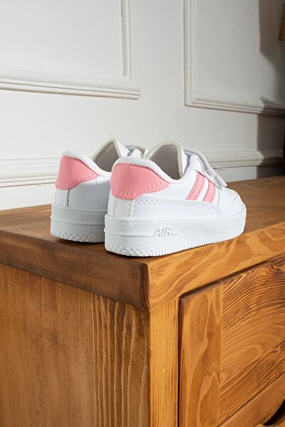 ARS Ayakkabı Щоденні чоловічі та дитячі білі кросівки на липучках з двома смужками, зручні та легкі спортивні черевики