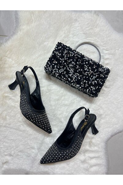 FLORİN SİYAH ZIMBA TAŞLI ABİYE AYAKKABI