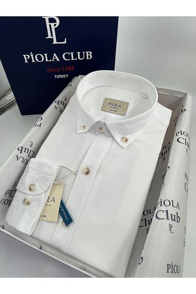 Piola Club Ανδρικό πουκάμισο κανονικό μαλακό καλοκαιρινό πλυμένο (λευκό)