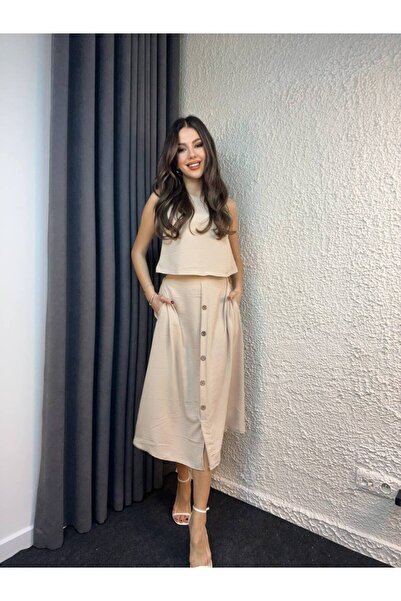 Giyimsel AYROBİN KUMAŞ ETEKLİ KADIN TAKIM