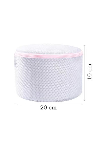 PARİS HOME White Zippered Underwear Washing Net Bag 20X10 cm Washing Net