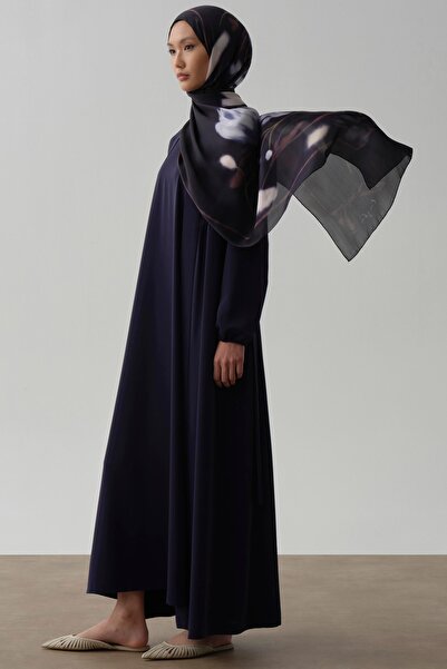 Tuğba Büzgülü Beli Kuşaklı Abaya - Lacivert