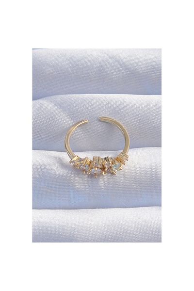 Skygo Brass Gold Color Zircon Cubic Zirconia Drop Detail Adjustable Ring - Tj-Byk3245