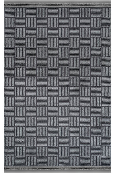 Apex Halı Anemon 6825 Antrasit Yumuşak Dokulu İskandinav Motifli Kaymaz Yıkan...