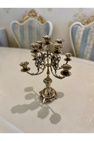 hediye ESTERHOMEDECOR 9 Kollu pirinç şamdan 32,4cm