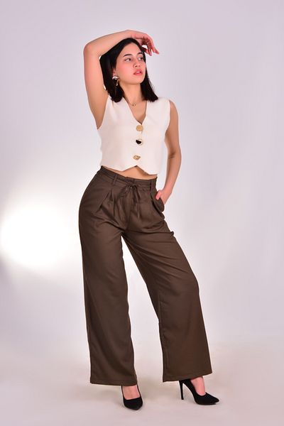 Melike Bakar Boutique Lacing Detail Palazzo Trousers