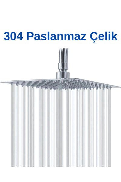 KAVİTİCARET Tepe Duş Başlığı Kare Slim 304 Çelik Metal 20x20 Cm