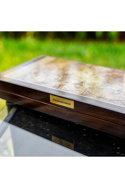 banabirhediye Luxury Large Size Classic Backgammon _Seti with Ancient World Map Gift 49X24X6 cm