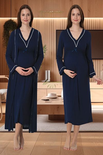 Puerpera Effortt Ribbed Sports Maternity Nightgown and Dressing Gown 4055