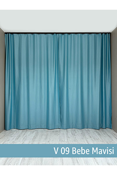 mep mekanik Κουρτίνα φόντου μονής πτέρυγας χωρίς πλισέ Donatti Baby Blue Star Blackout