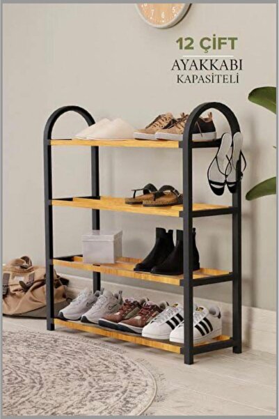 ViZKA Masif Ahşap Ayakkabılık , 4 Basamaklı Dekoratif Lüx Ayakkabı düzenleyici