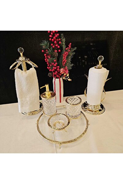 MaviDamla DÖKÜM AYAKLI KULPLU BANYO SETİ GOLD