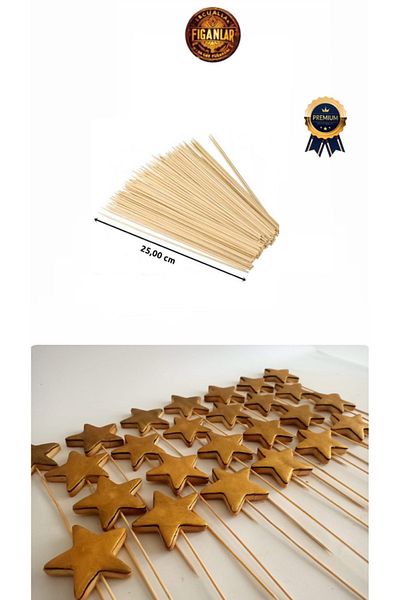 figanlar ambalaj 2 Kit 100 Cookie Bag + 100 Cookie Stick Natural Bamboo Skewer 10X20 Gelatin Without Tape