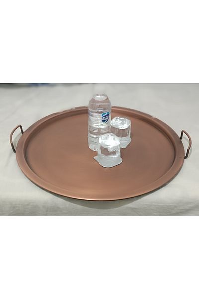 İŞTEBUFİYAT Copper Antique Color Tray with Handle 45 cm