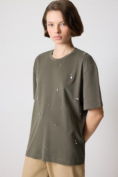 Touché Privé Тениска с бродерия от камък Oversize