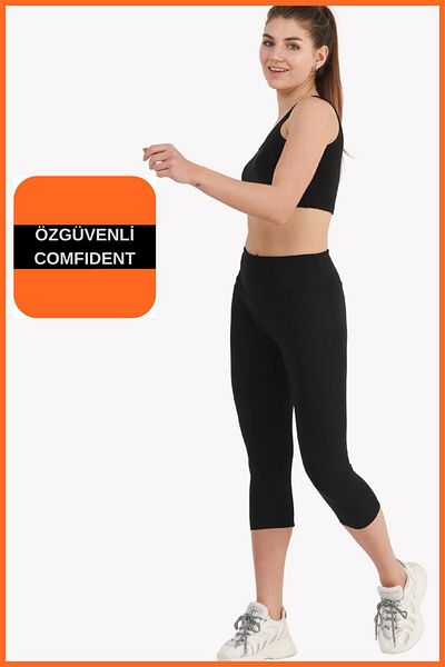 missmaral Set de 2 piese Capri cu talie înaltă, negru, cu instrumente sportive, colanți și crop, Capri sezonier nou sezon - crop 3020