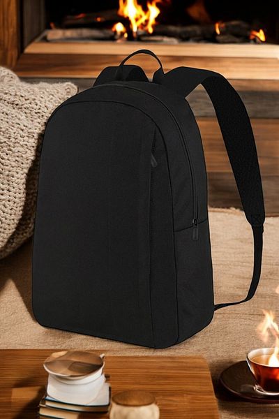 Toum Unisex Waterproof Black Daily Travel and School Backpack