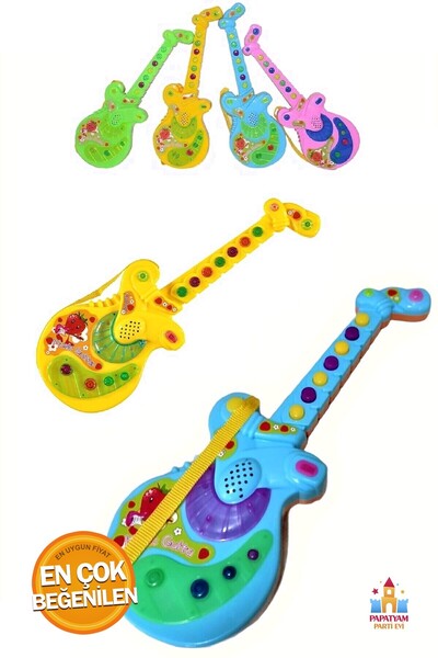 PapatyamPartiEvi Pilli Işıklı Türkçe Sesli Müzikli Gitar - Yeni Sezon 36 cm G...