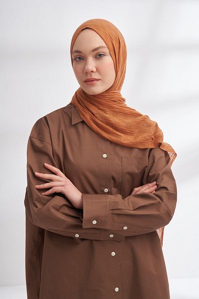 ARMANDA Muslin Checker Pattern Shawl 3350-Camel Hair