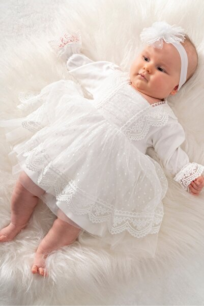 Bebeloji Baby Rosalina Kız Bebek Dantelli Elbise ( Mevlit Elbise Mevlüt Elbise Mevlid Elbise )