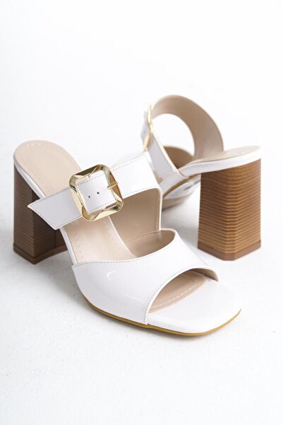 Taran Polina Women's Single Heeled Buckle Detailed Stylish and Comfortable Slippers