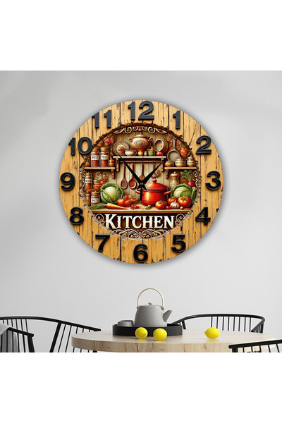 Bilge Lazer bilge Tasarım     2D GÖRÜNÜMLÜ BASKILI mutfak (kitchen) Duvar Saa...