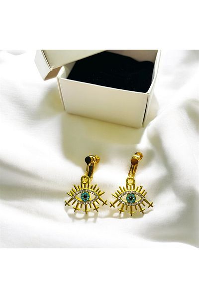 1PARÇAMAVİ Blue Eye Tightness Adjustable Clip-On Women's Earrings - No Pierced Earrings