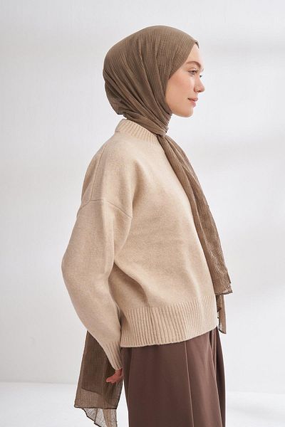 ARMANDA Muslim Checkerboard Pattern Shawl, 3350 Earth Color