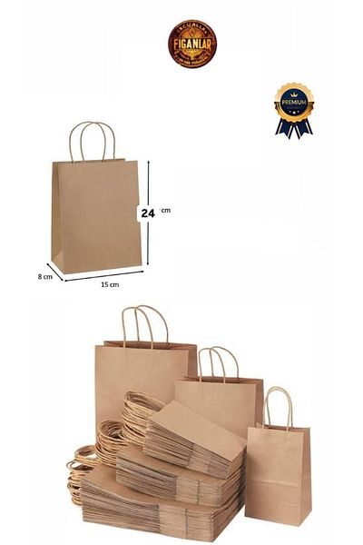 figanlar ambalaj 1. Quality Kraft Twist Handle Cardboard Bag 100 Pieces 15X8X24