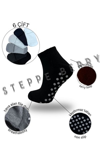 STEPPE BERRY 6 Pack Men's Pilates Yoga Socks