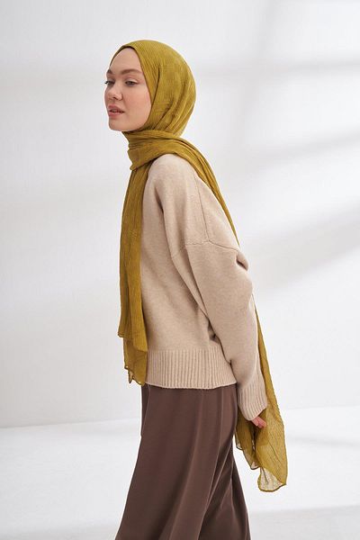 ARMANDA Muslin Checker Pattern Shawl 3350-Olive