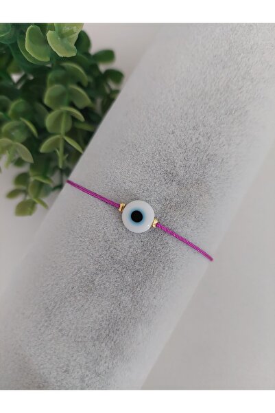 LUCKY ACCESSORIES Pink Rope White Glass Evil Eye Beaded Lucky Bracelet One Piece