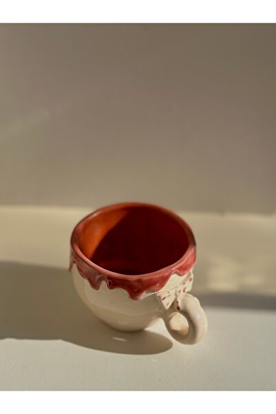 KABİLE SERAMİK Handmade Ceramic Special Design Mug Cup with Ribbon Detail