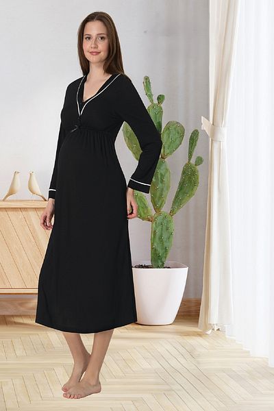 Puerpera Effortt Ribbed Sports Maternity Nightgown Dressing Gown and Pajama Set 4056