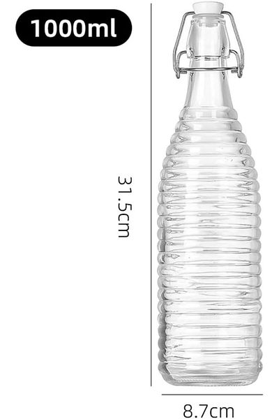 Home Zone Set of 6 1L Glass Reusable Swing Lid Water Oil Vinegar Bottle (Liner)