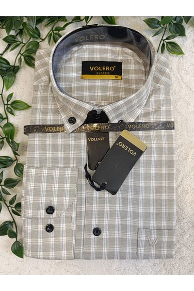 DENİZLİFE Men's Dad Summer Long Sleeve Checked/Plaid Shirt with Pockets